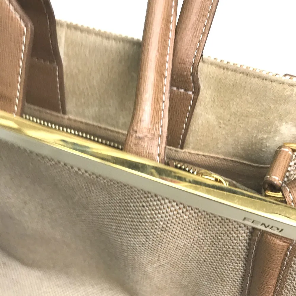 FENDI Handbag 8BH250 Canvas / leather Brown To joule Women Used