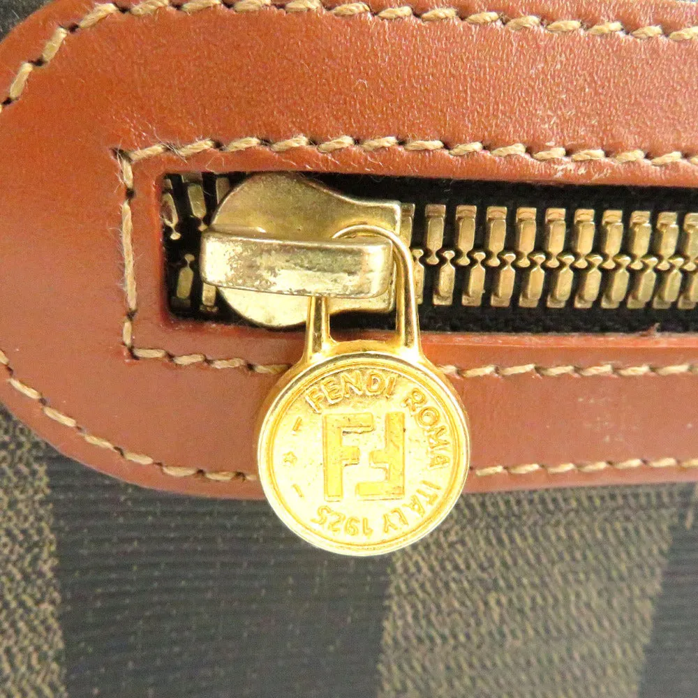 FENDI Handbag PVC Brown Pekan Women Used