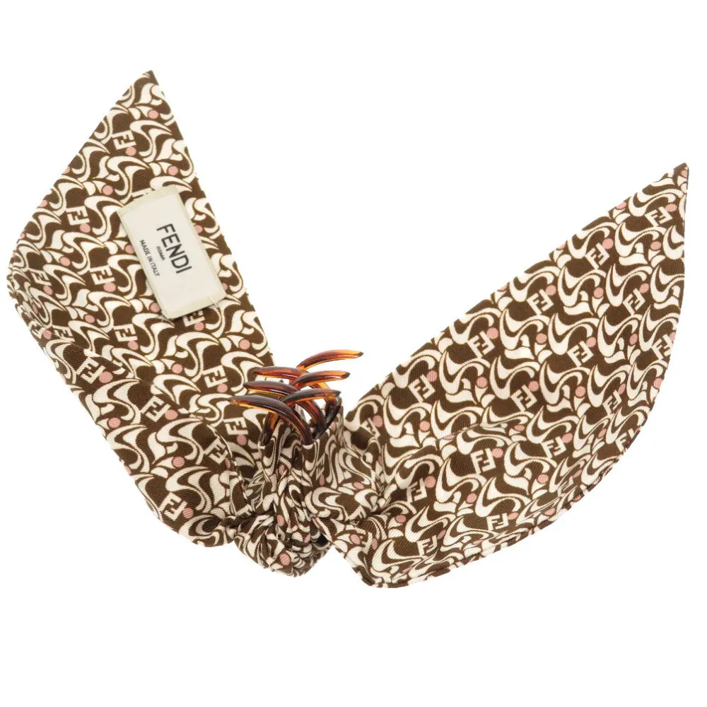FENDI Other accessories Silk, Plastic Brown Zucca Pattern Hair Clip