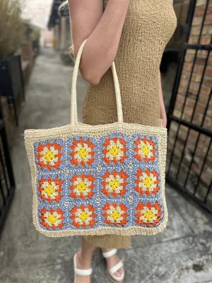 Figi Floral Straw Tote Bag