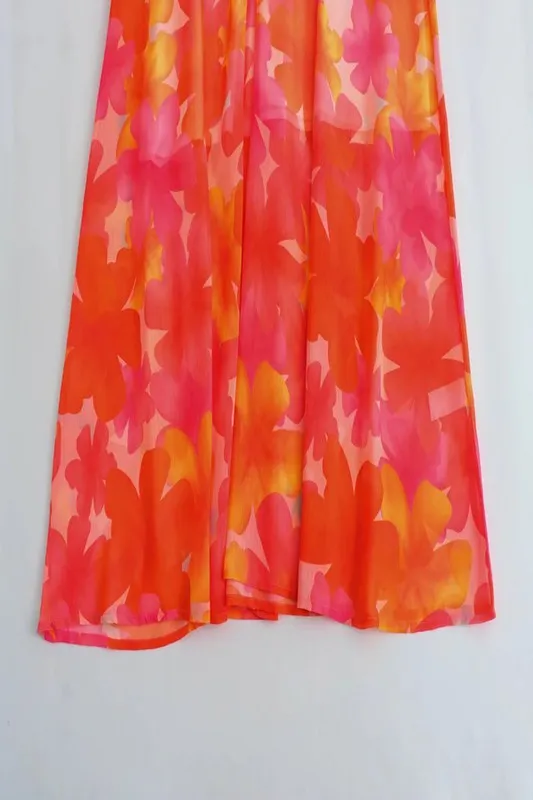 Floral Print Deep V-Neck Dress