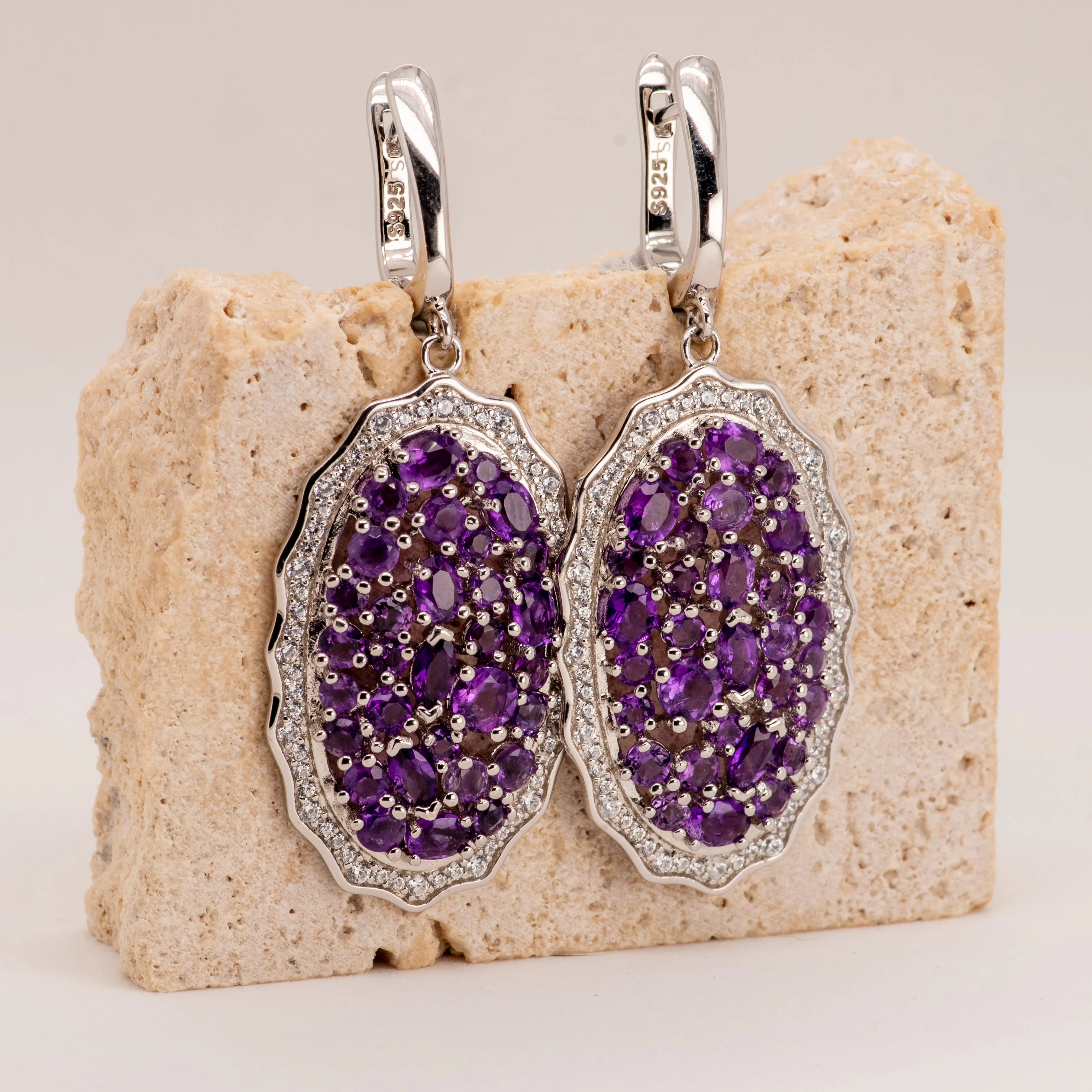 Fuchsia Amethyst Earrings in Sterling Silver