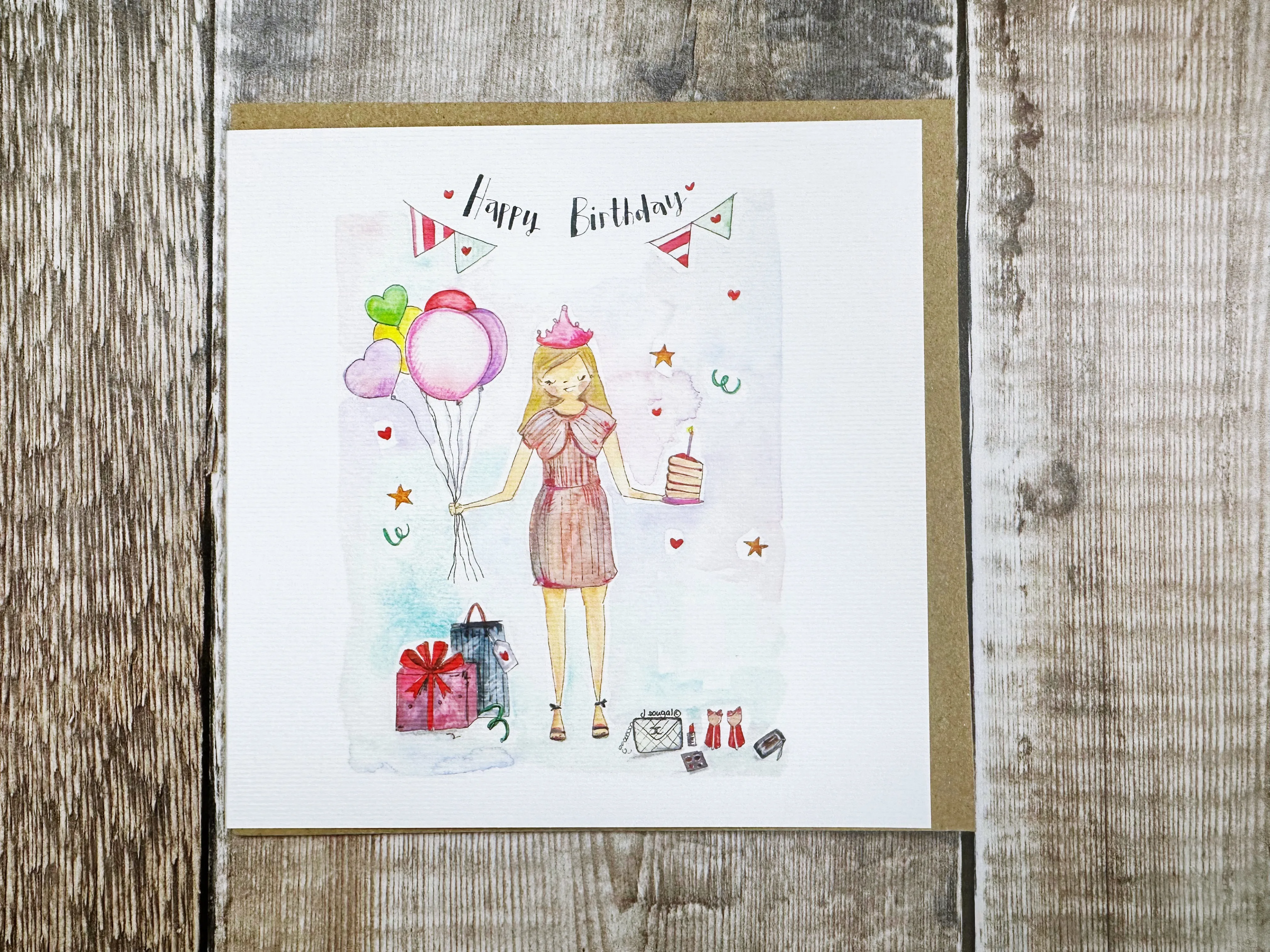 Girl with cake Card - Personalised