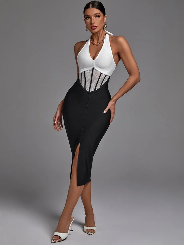 Gorgeous Backless Black Lace Bodycon Outfit
