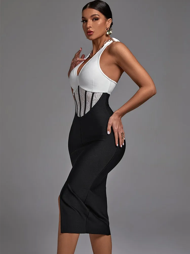 Gorgeous Backless Black Lace Bodycon Outfit