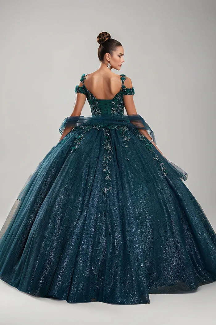 Gorgeous Dark Green Beading Appliques Ball Gown