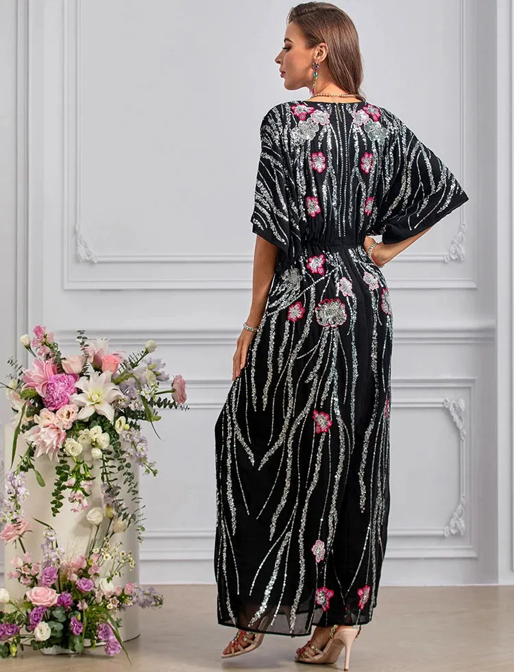 Gorgeous Flowers Sequins Embroidery Dress