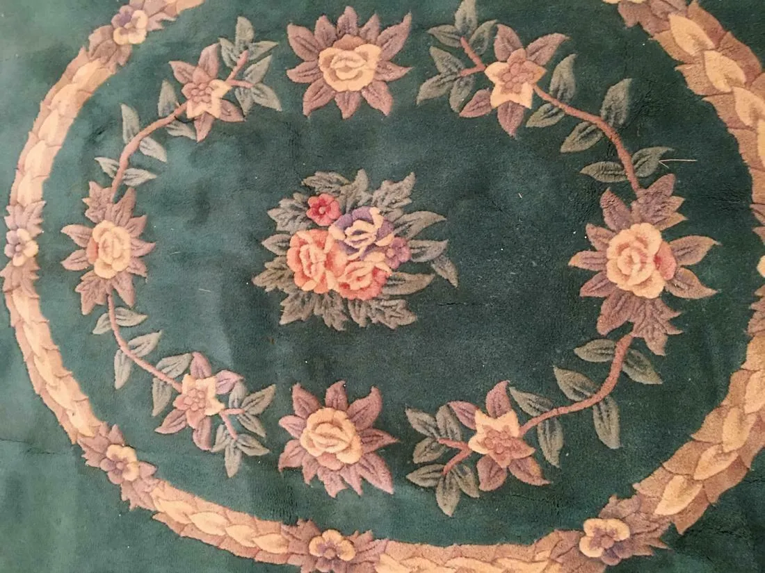 Gorgeous Green Floral Oriental Wool Rug!!