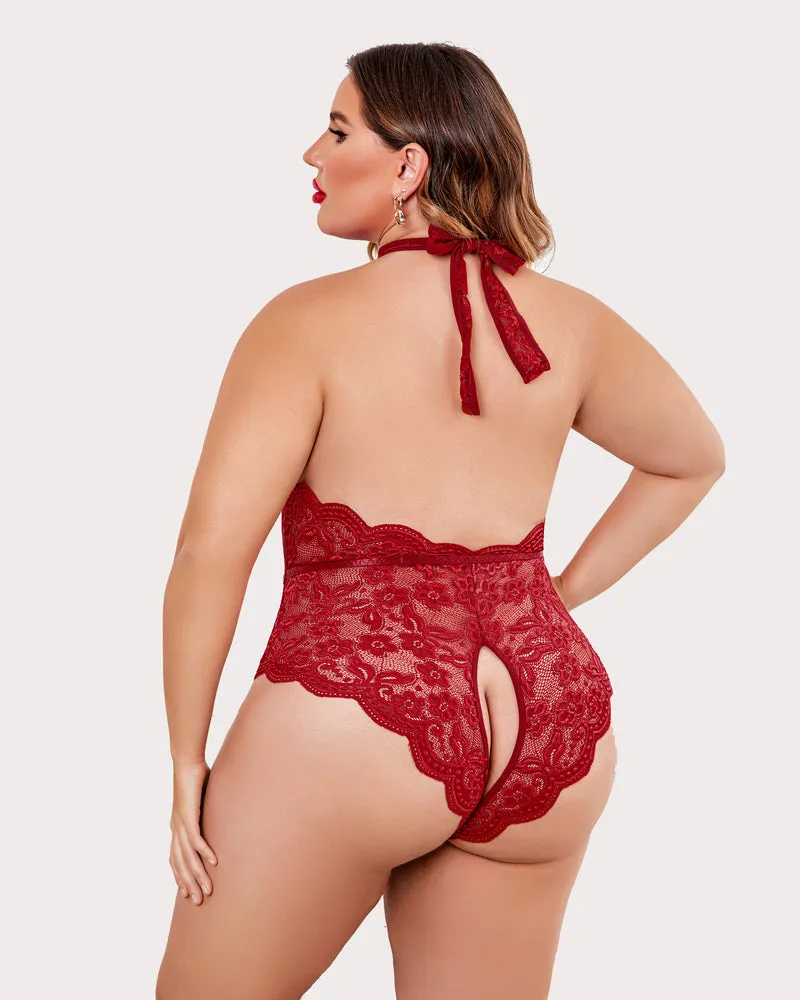 Gorgeous Plus Size Lace Print Bodysuit