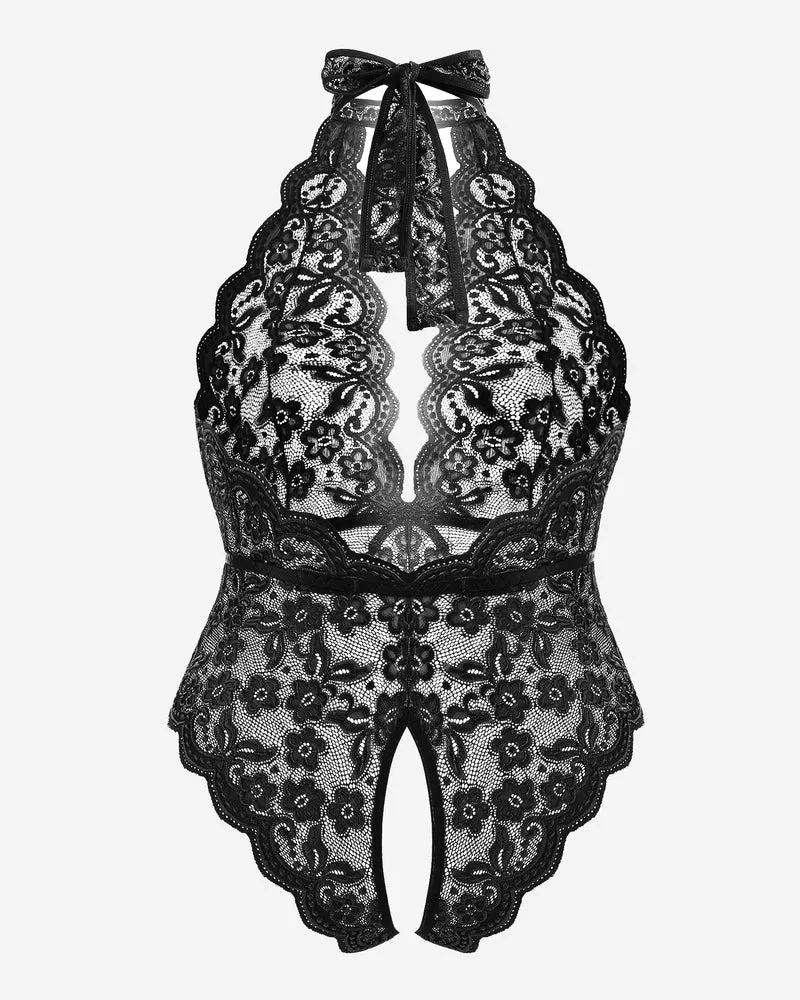 Gorgeous Plus Size Lace Print Bodysuit