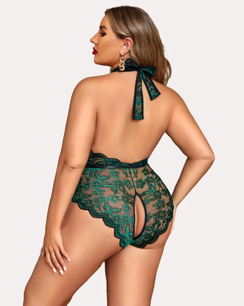 Gorgeous Plus Size Lace Print Bodysuit