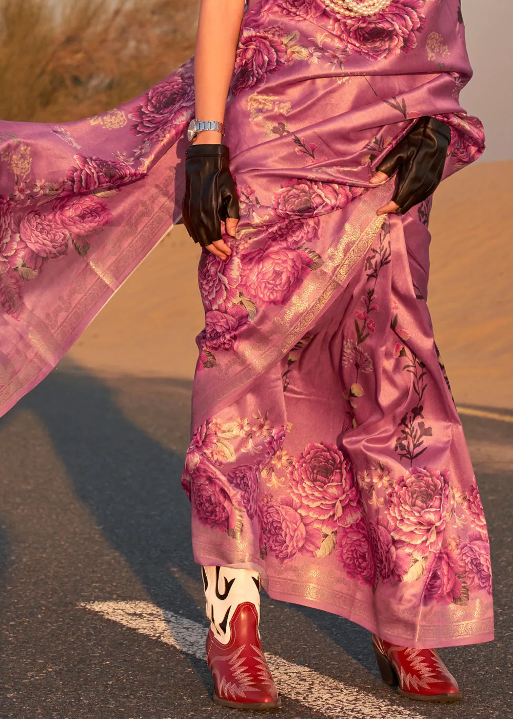 Gorgeous Purple Woven Tussar Silk Saree