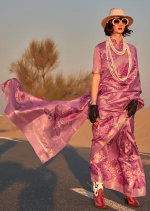 Gorgeous Purple Woven Tussar Silk Saree