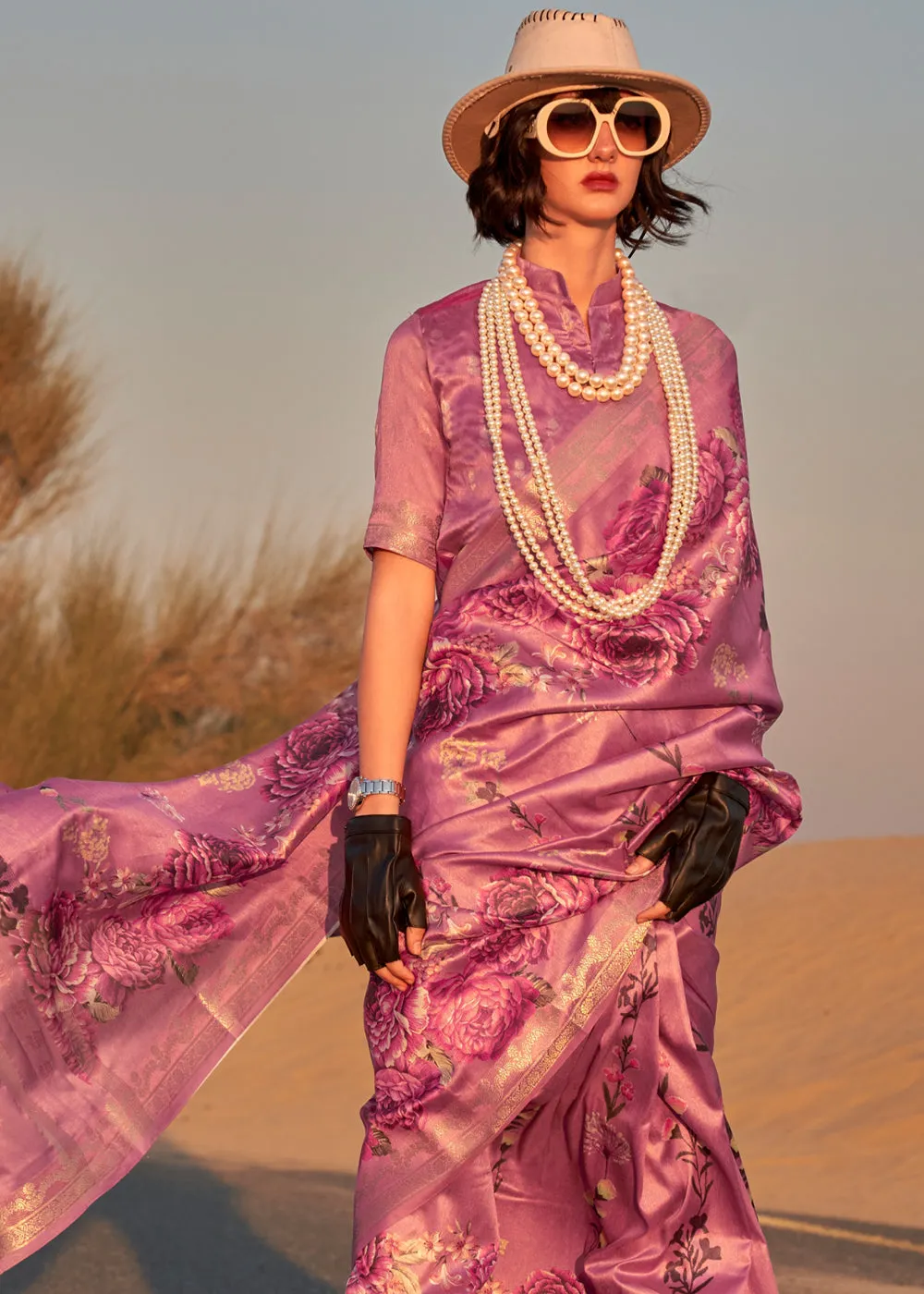 Gorgeous Purple Woven Tussar Silk Saree
