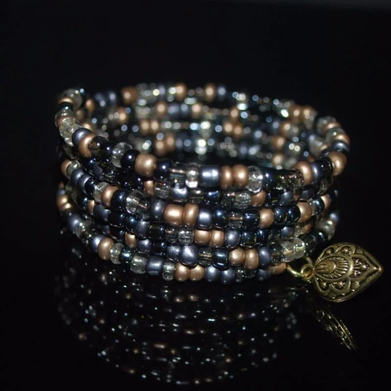 Gorgeous Slate Steel Wrap Around Bracelets
