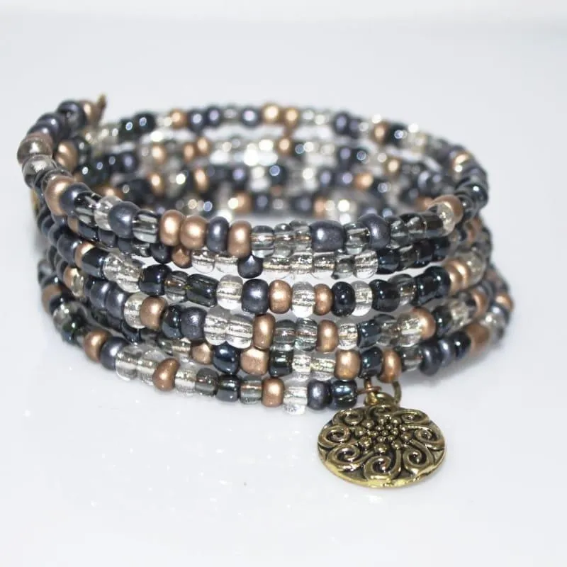 Gorgeous Slate Steel Wrap Around Bracelets