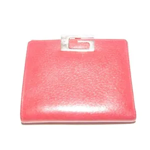 Gucci, true red leather, bi-fold, wallet with a change purse, gold G hinged closure, and lots of interior card slots
