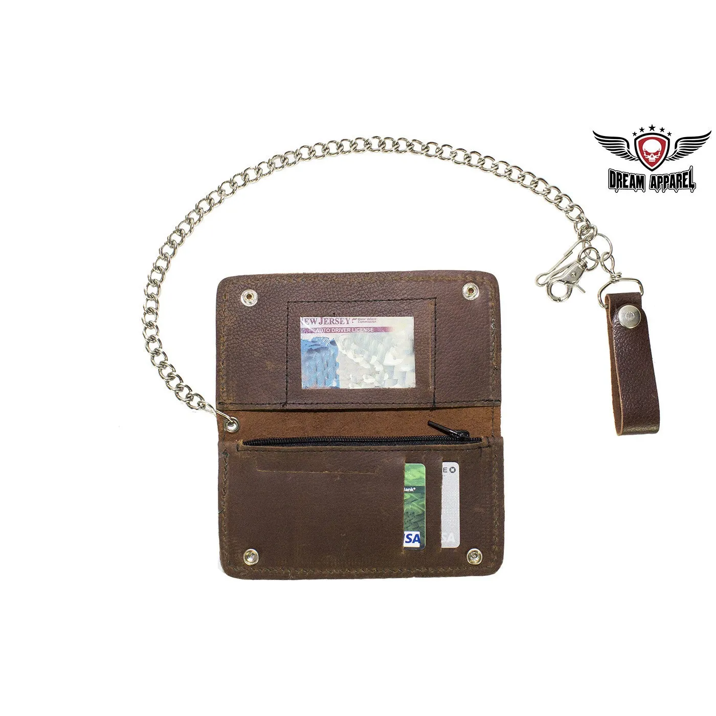 Heavy Duty Dark Brown Leather Chain Wallet