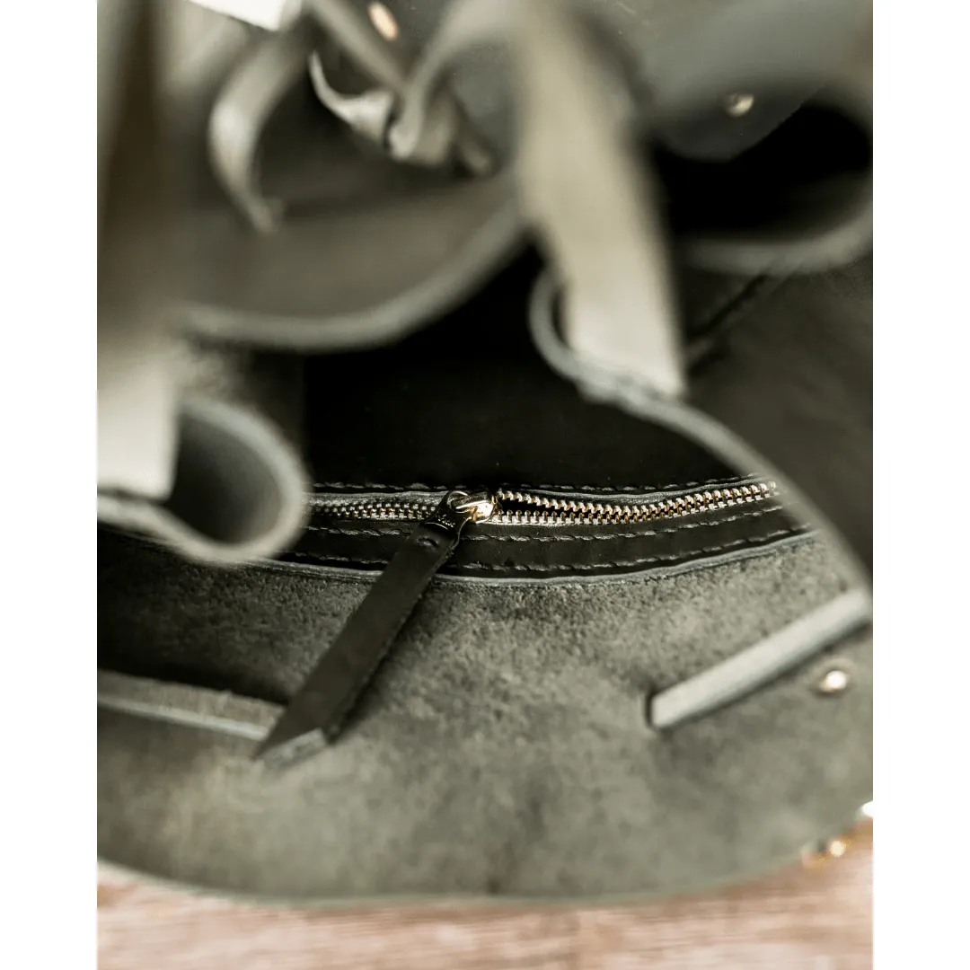 Leather Batseba Bucket Bag Olive Green