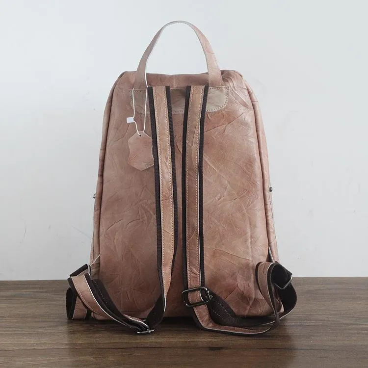 Leather Retro Rucksack Backpack College Bag,School Picnic Bag Travel