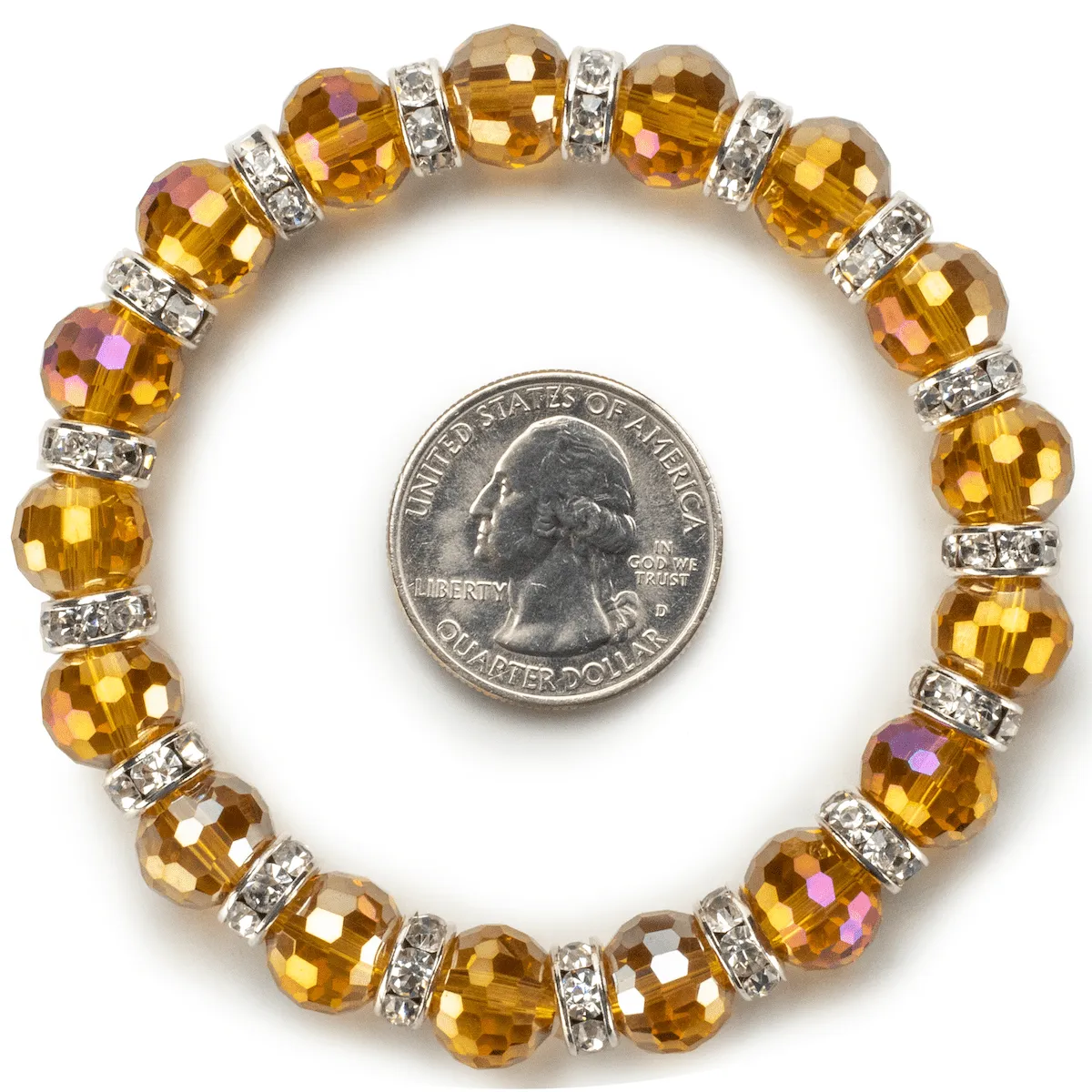 Light Topaz Gorgeous Glass Bracelet with Cubic Zirconia Crystals