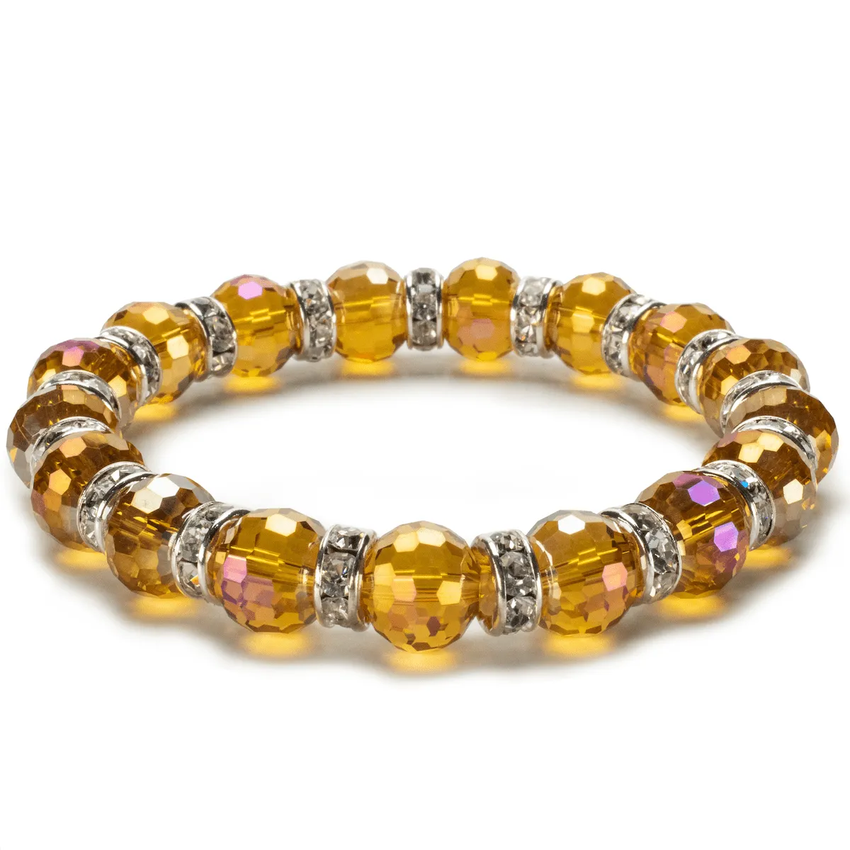Light Topaz Gorgeous Glass Bracelet with Cubic Zirconia Crystals