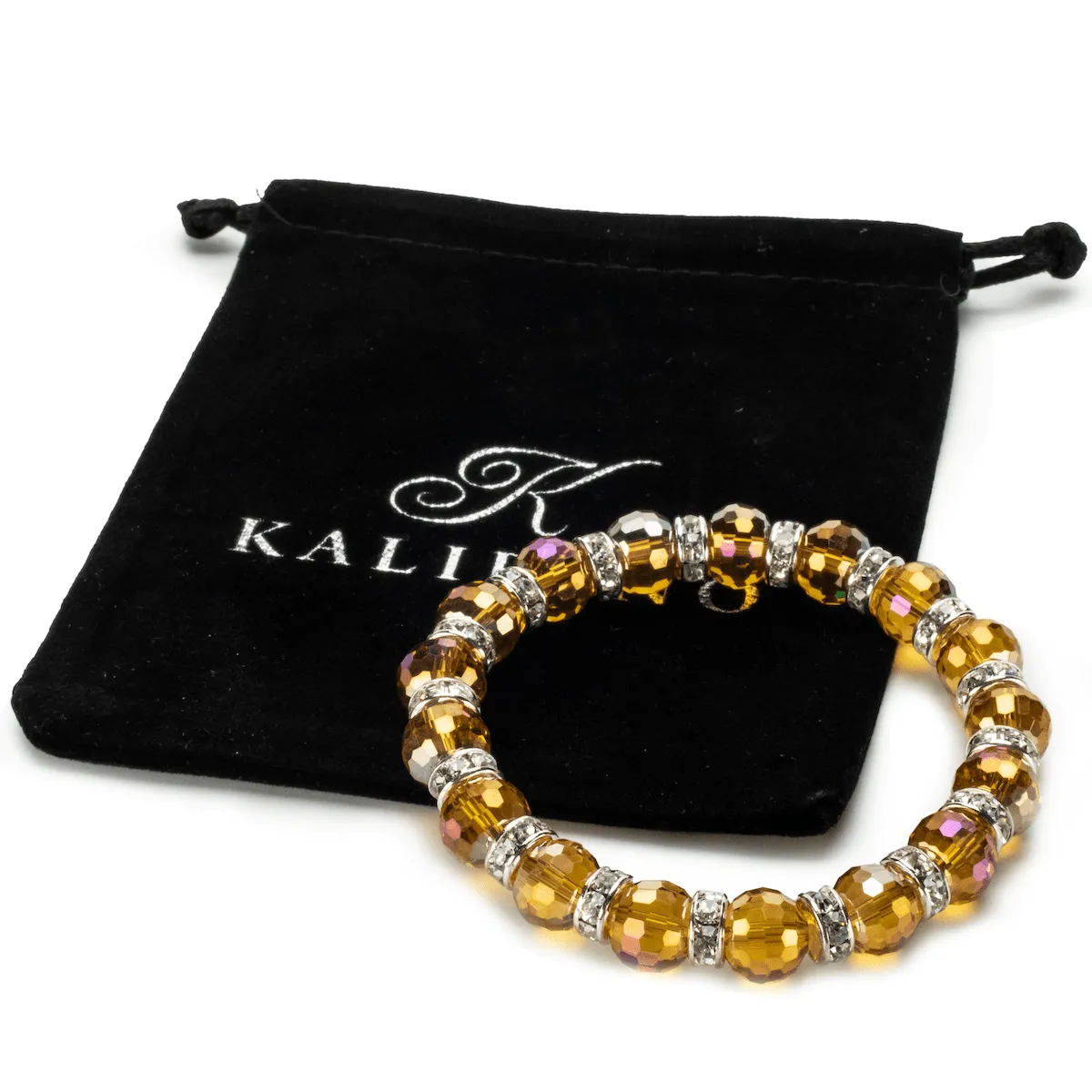 Light Topaz Gorgeous Glass Bracelet with Cubic Zirconia Crystals