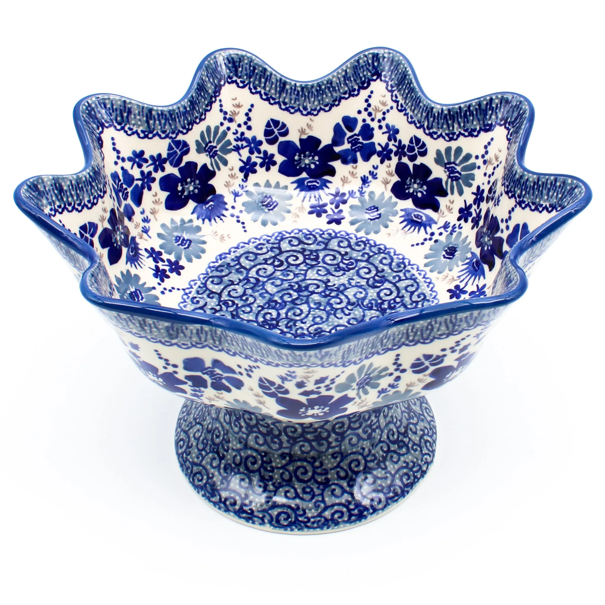 Pedestal Berry Bowl in Stunning Blue