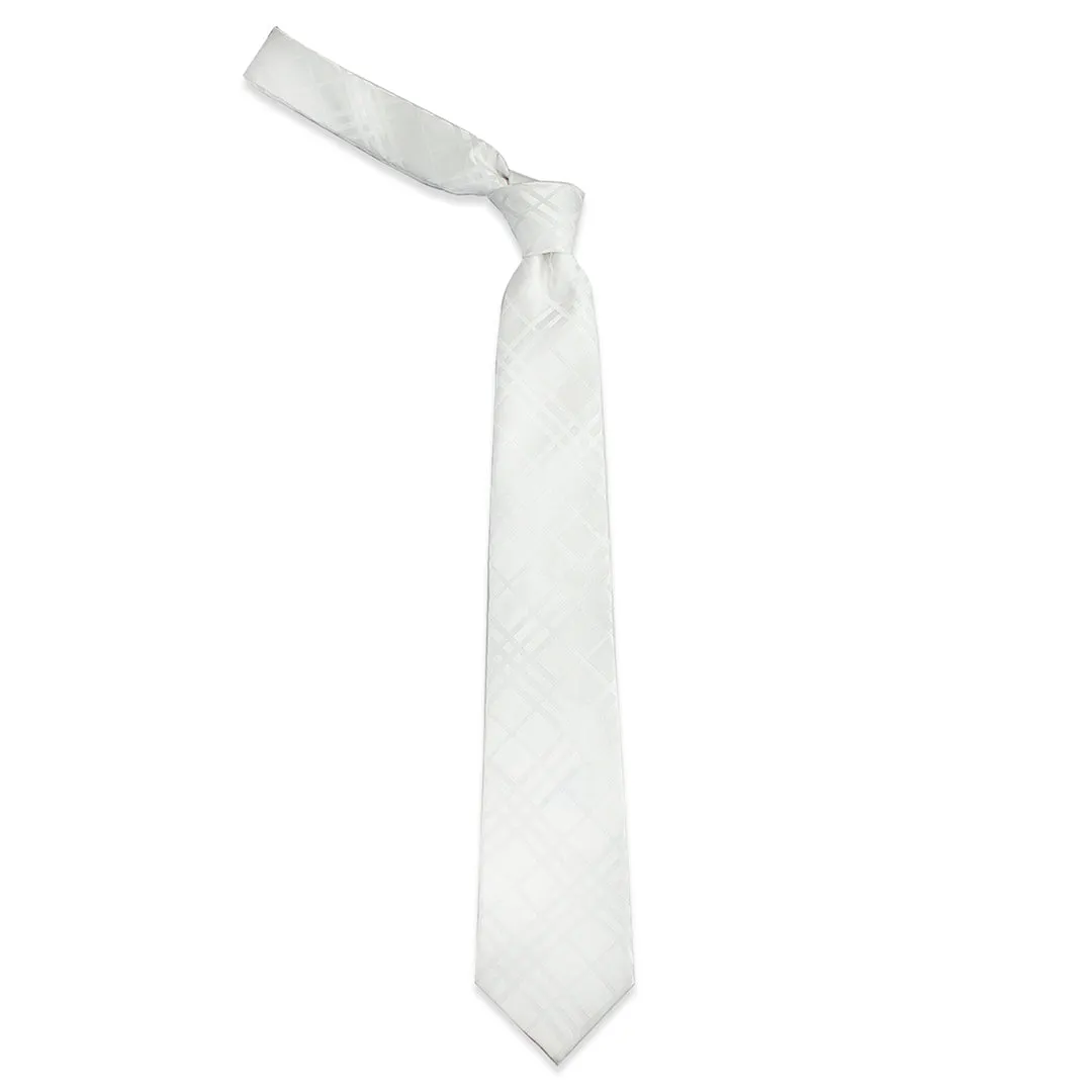 Peluche Stunning White Neck Tie & Pocket Square Set for Men