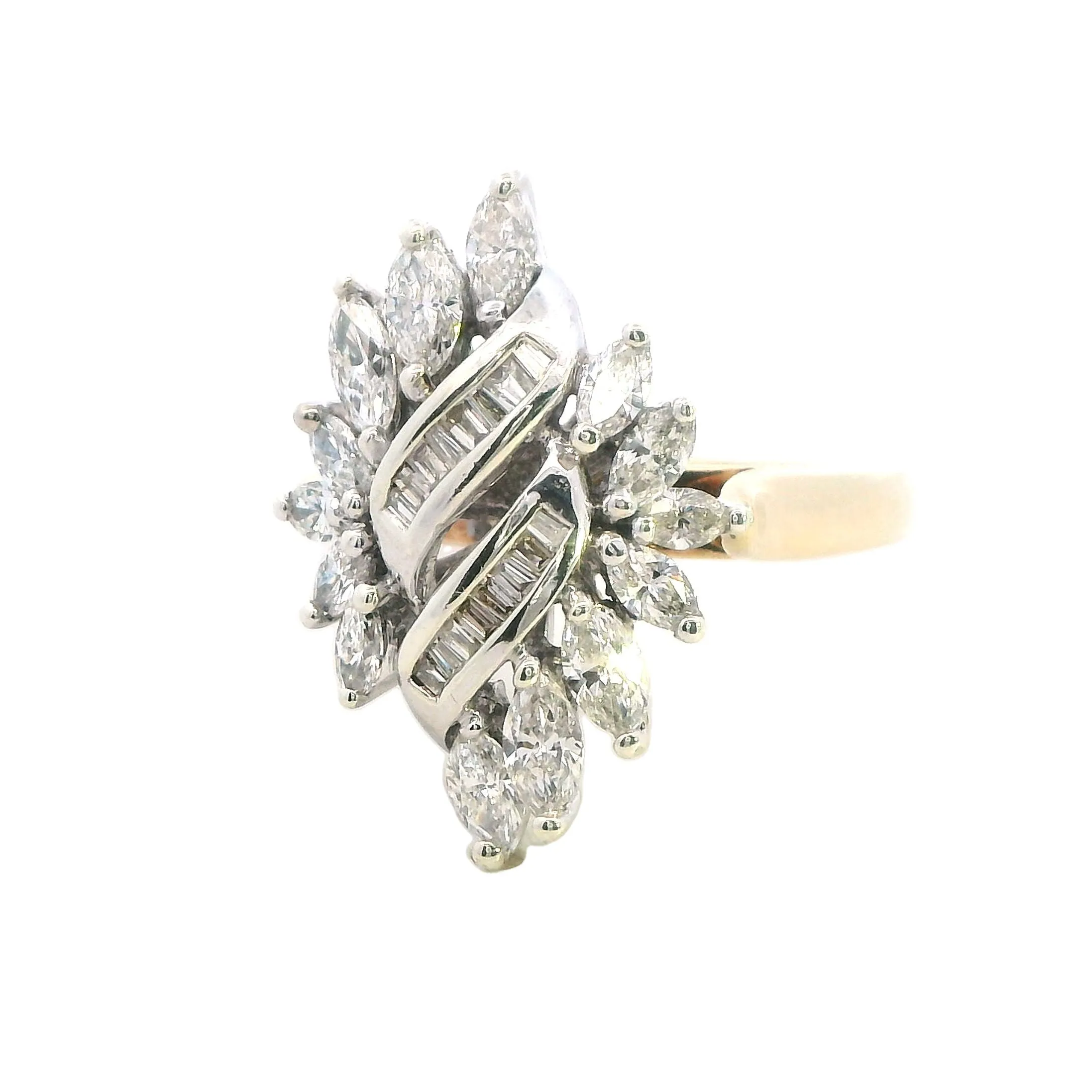 Perfect Engagement Ring - Stunning Yellow and White Gold Diamond Ring