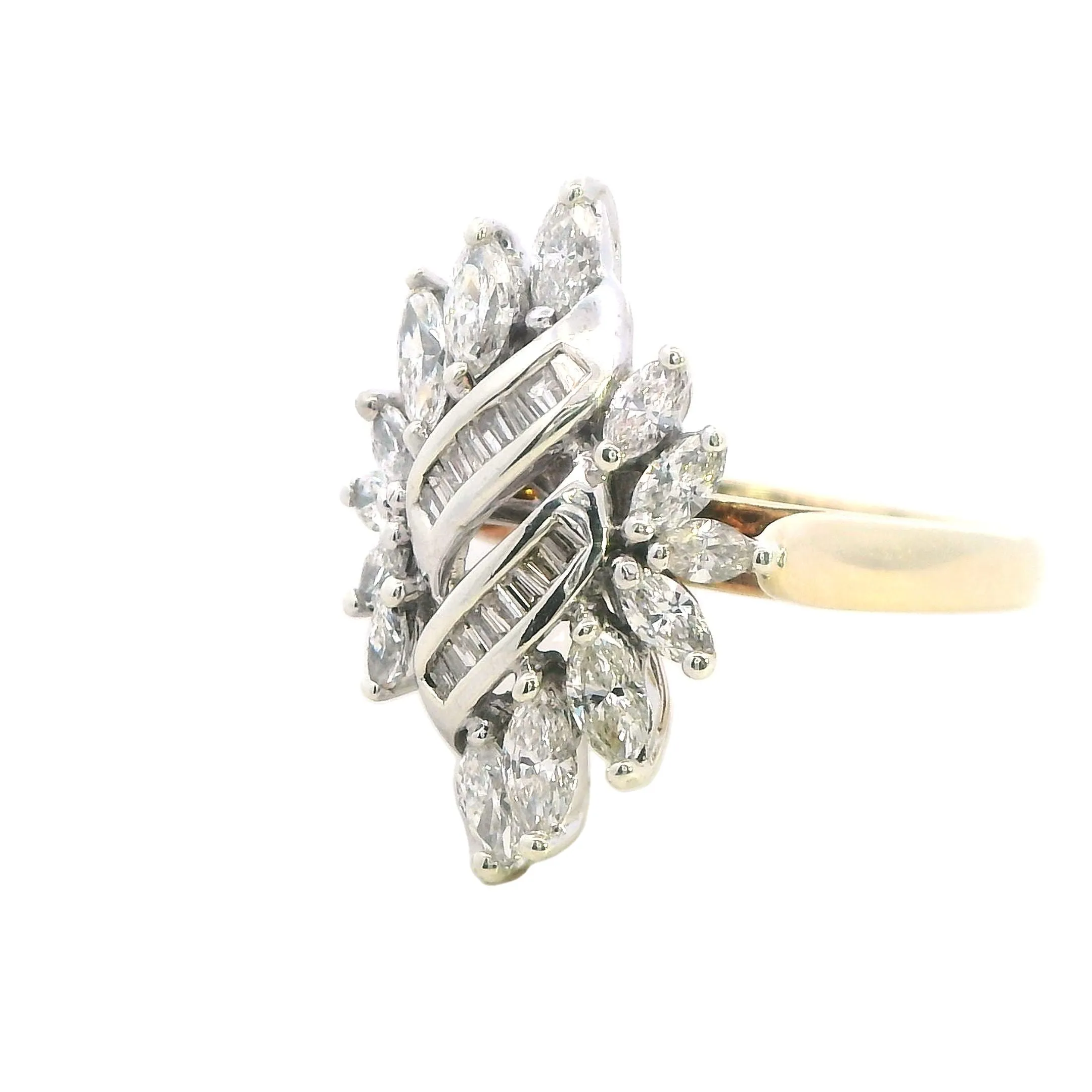 Perfect Engagement Ring - Stunning Yellow and White Gold Diamond Ring