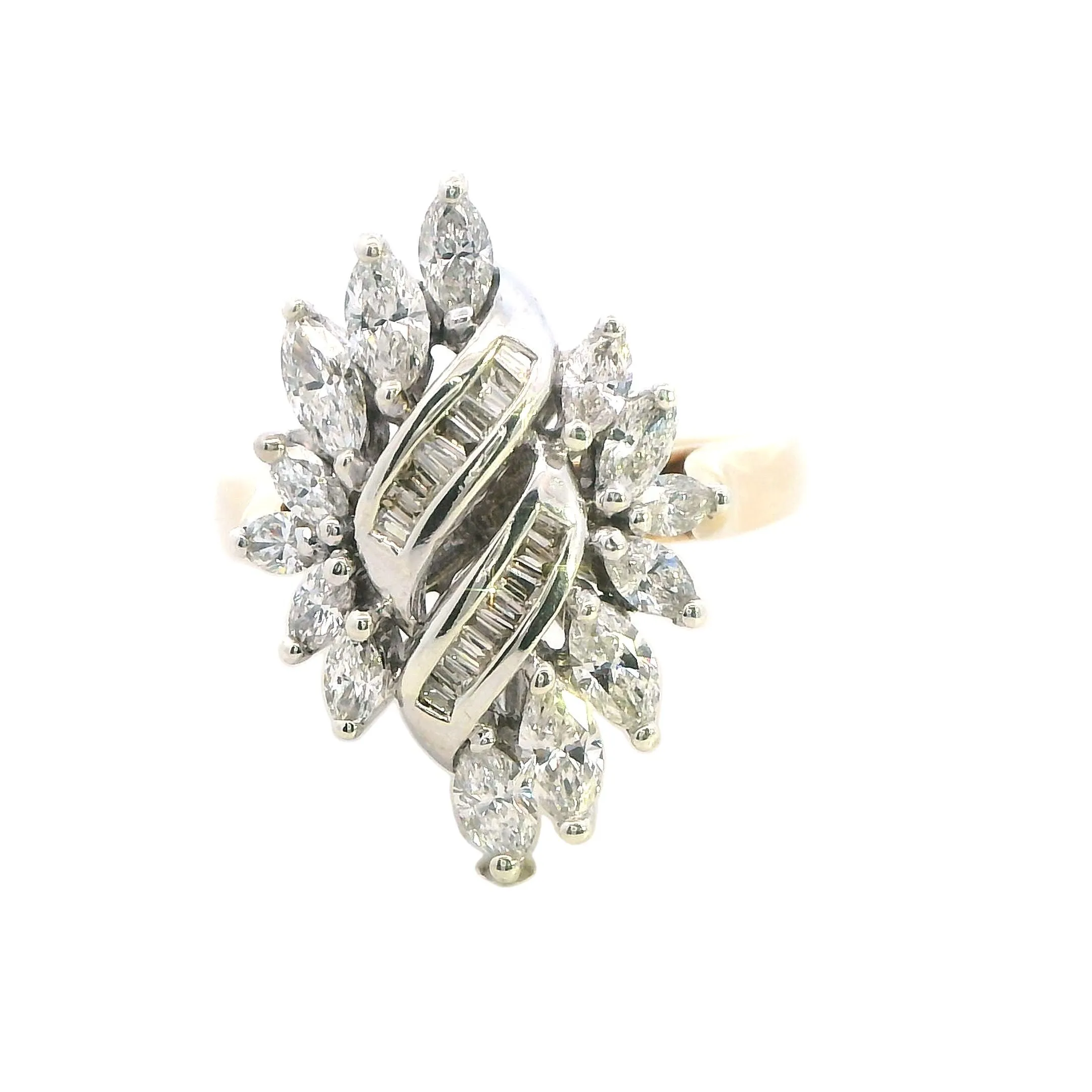 Perfect Engagement Ring - Stunning Yellow and White Gold Diamond Ring