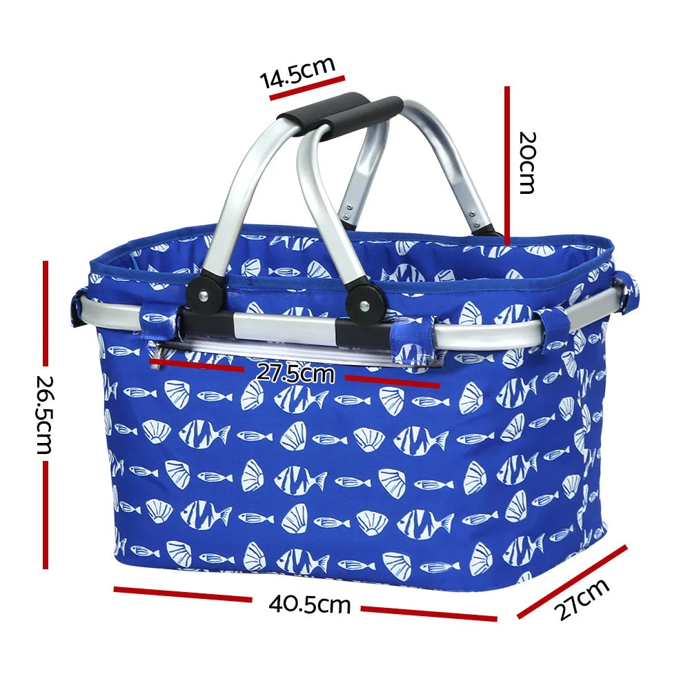 Picnic Bag Basket FoldingHamper Camping Hiking Insulated