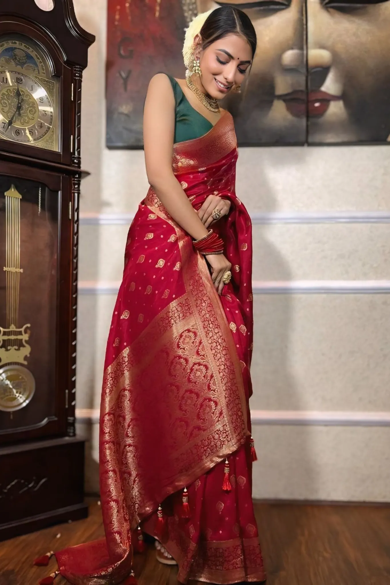 PLUM TRADITIONAL BANARASI UPPADA SILK SAREE