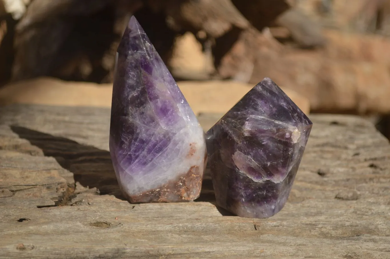 Polished  Stunning Chevron Amethyst Points x 6 From Zambia