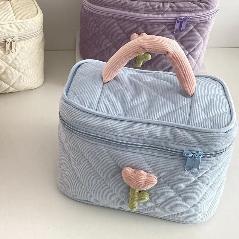 Portable Tulip Flower Cosmetic and Travel Make-up Pouch Bags