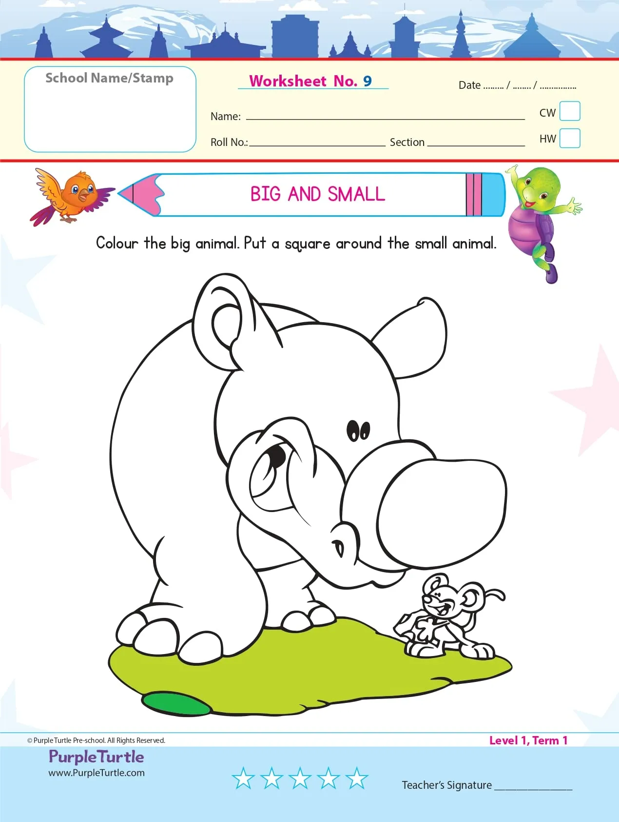 Purple Turtle Adorable Super Soft Premium Quality Stuff Animal Turtle Plush with  Purple Turtle Preschool Worksheets for Nursery - English, Maths & EVS - 100 Worksheets (100 Pages - 50 Leaves) for Early Learning