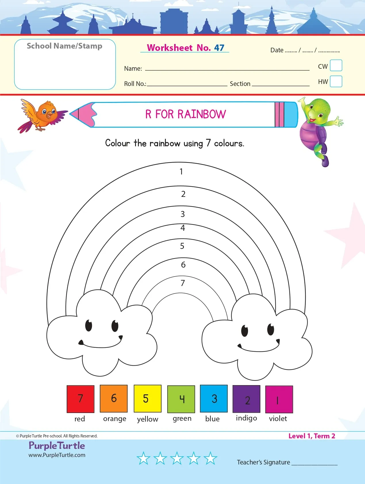 Purple Turtle Adorable Super Soft Premium Quality Stuff Animal Turtle Plush with  Purple Turtle Preschool Worksheets for Nursery - English, Maths & EVS - 100 Worksheets (100 Pages - 50 Leaves) for Early Learning