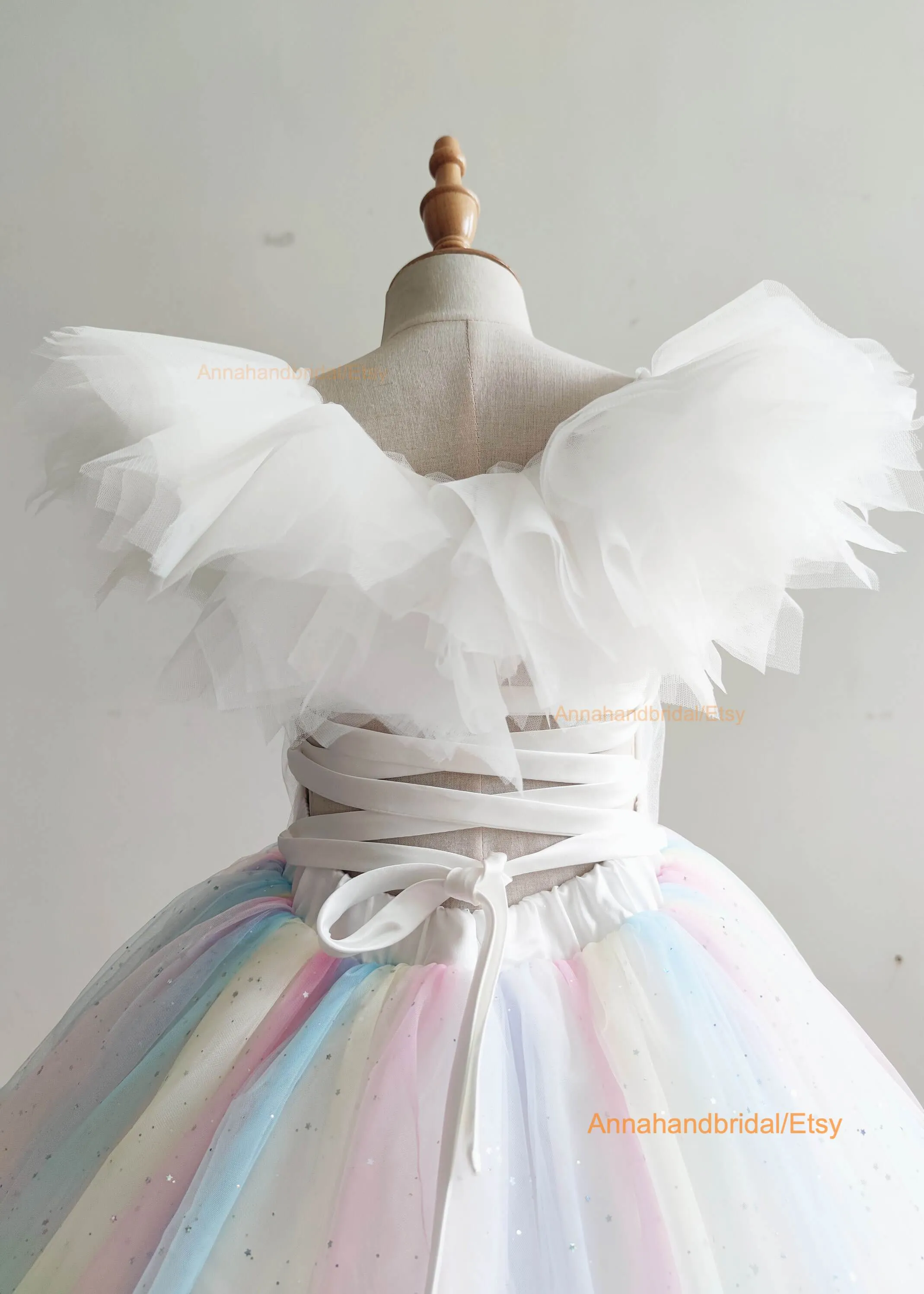 Rainbow Tulle Stunning Little Girl Dress/Pageant Dress