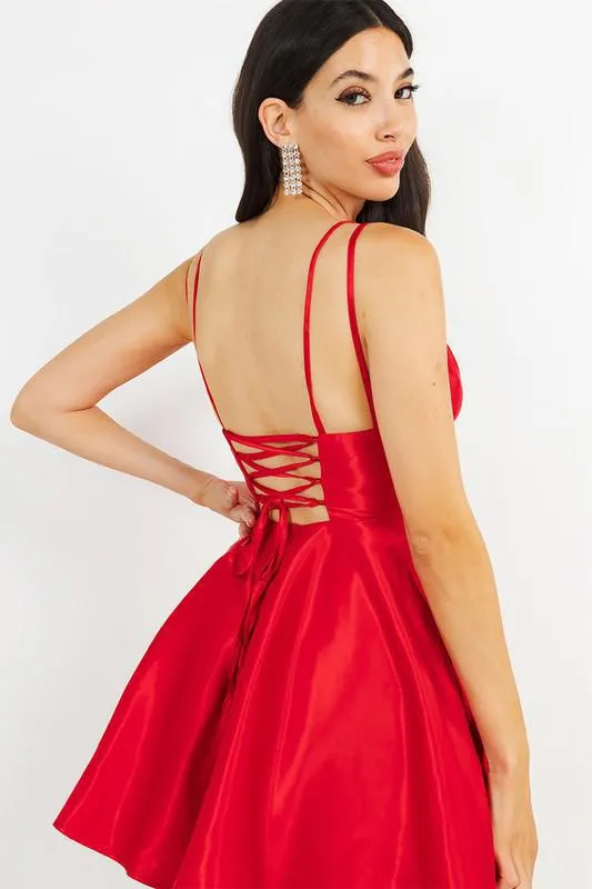 Red Satin Open Dress