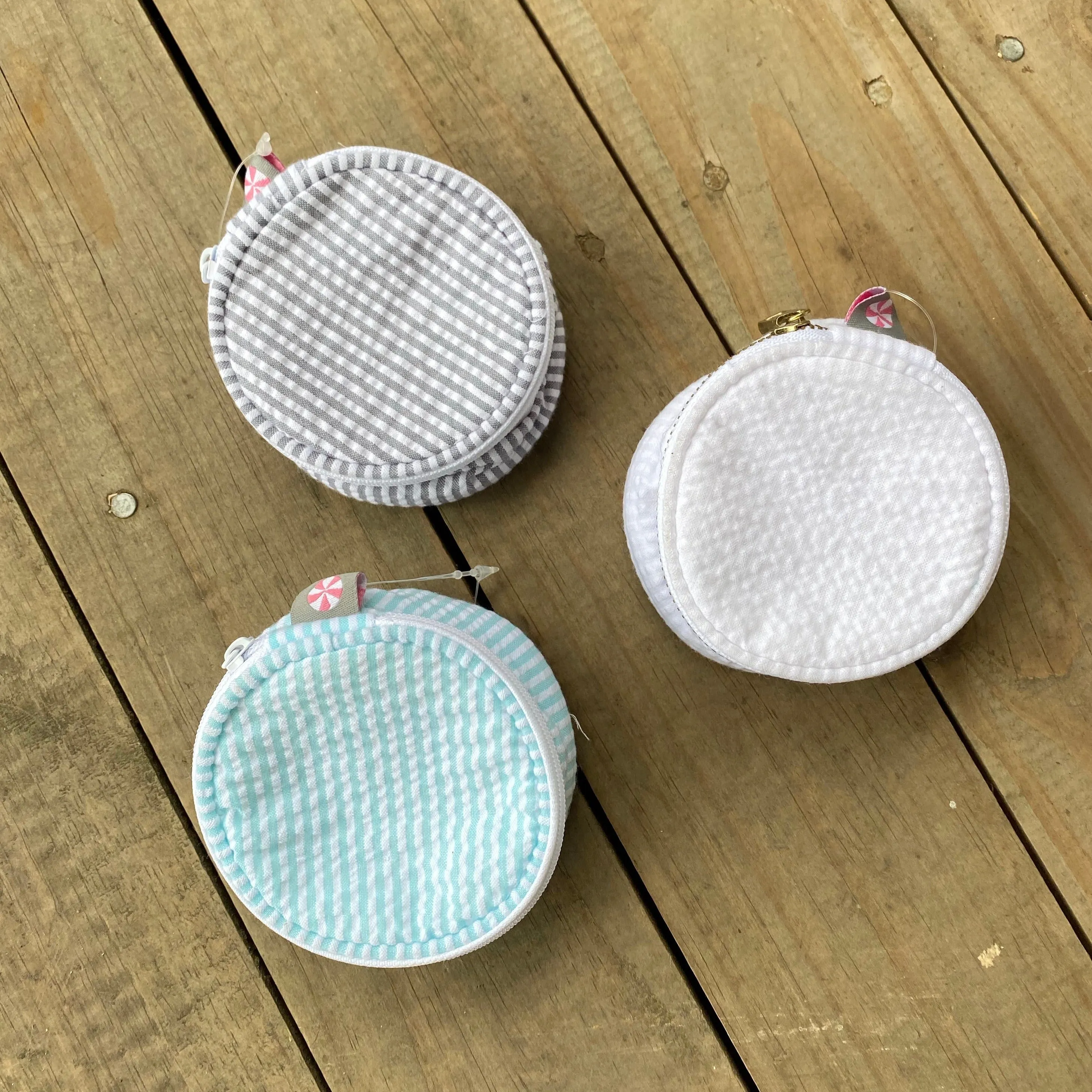 Seersucker Mini Jewelry Button Bag