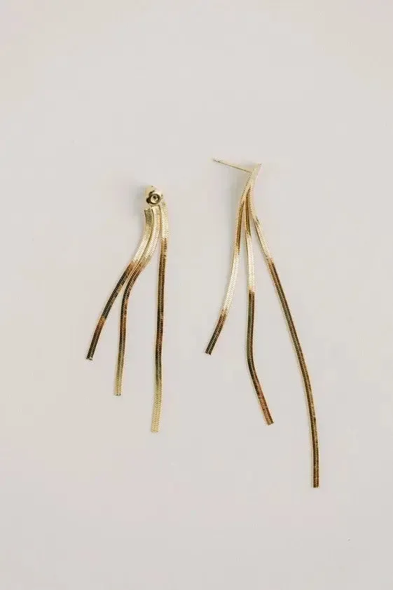 Skinny Gold Cascading Tassel Earrings