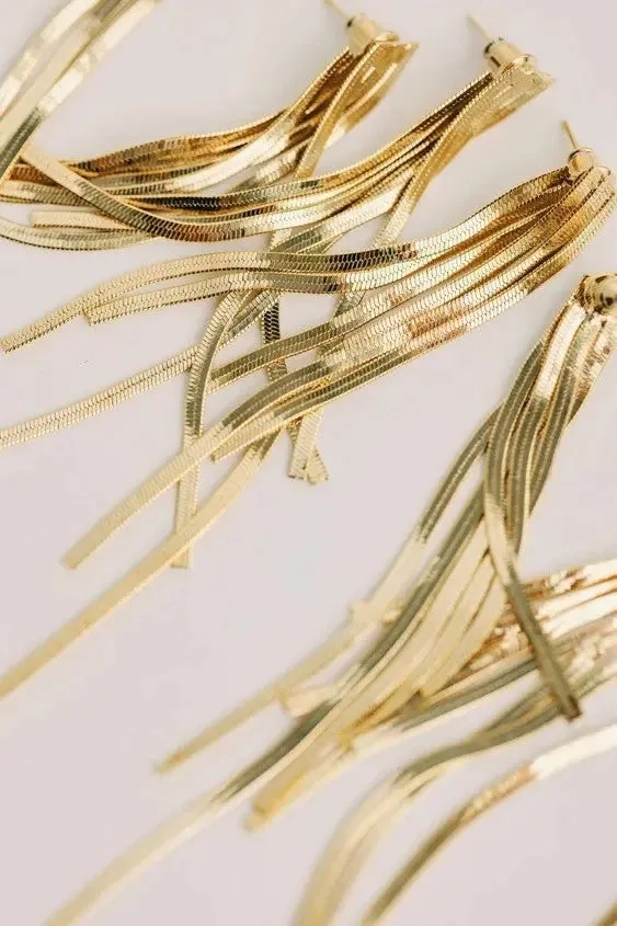 Skinny Gold Cascading Tassel Earrings