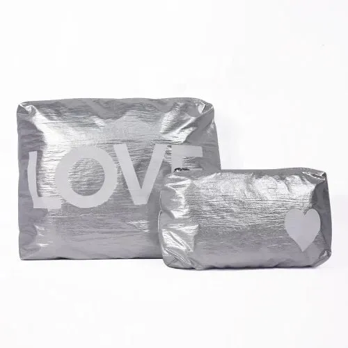 Small Heart Cosmetic Bag - Silver