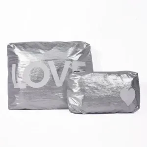 Small Heart Cosmetic Bag - Silver