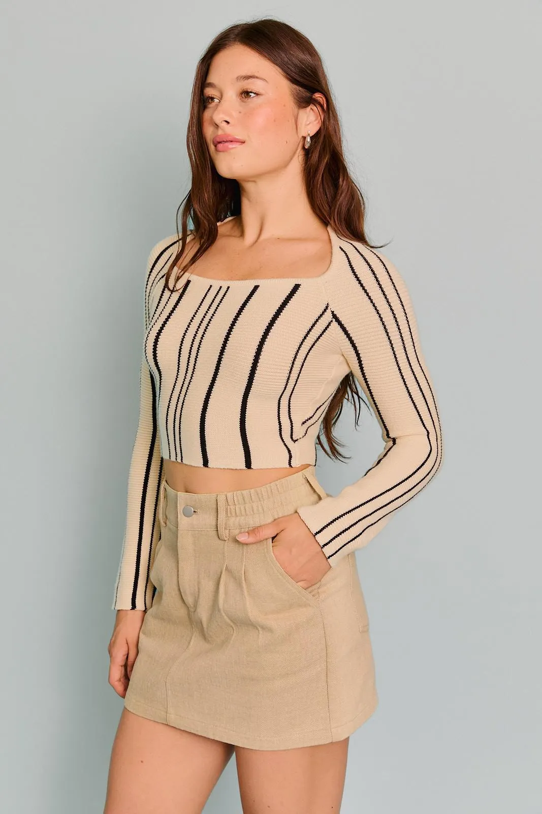 Square Vertical Stripe Top