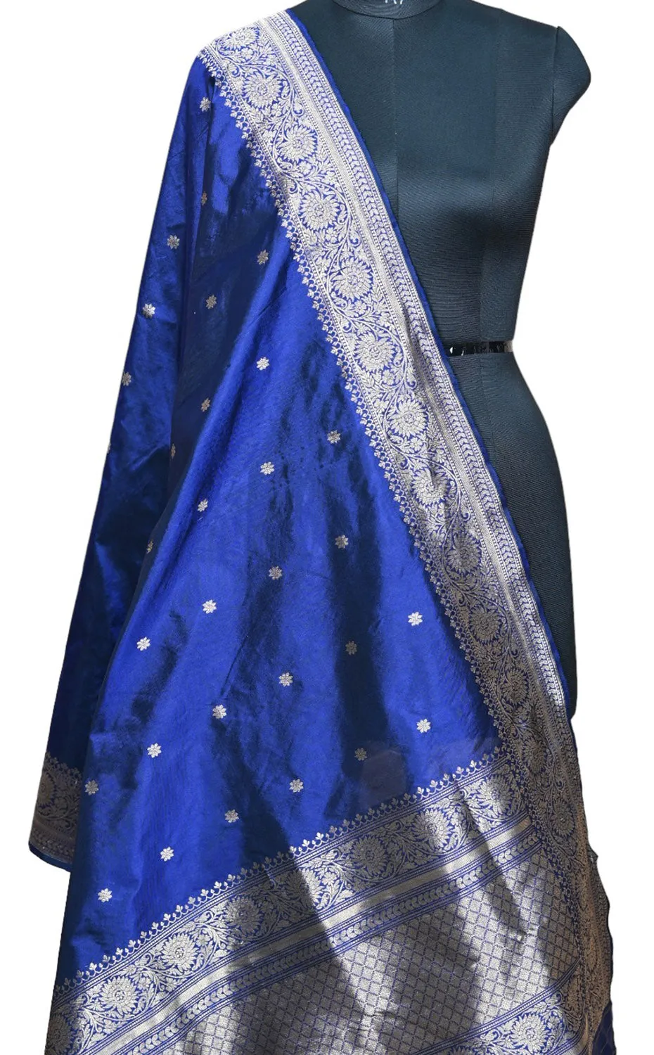 Stunning Blue Banarasi Handloom Katan Silk Suit Set
