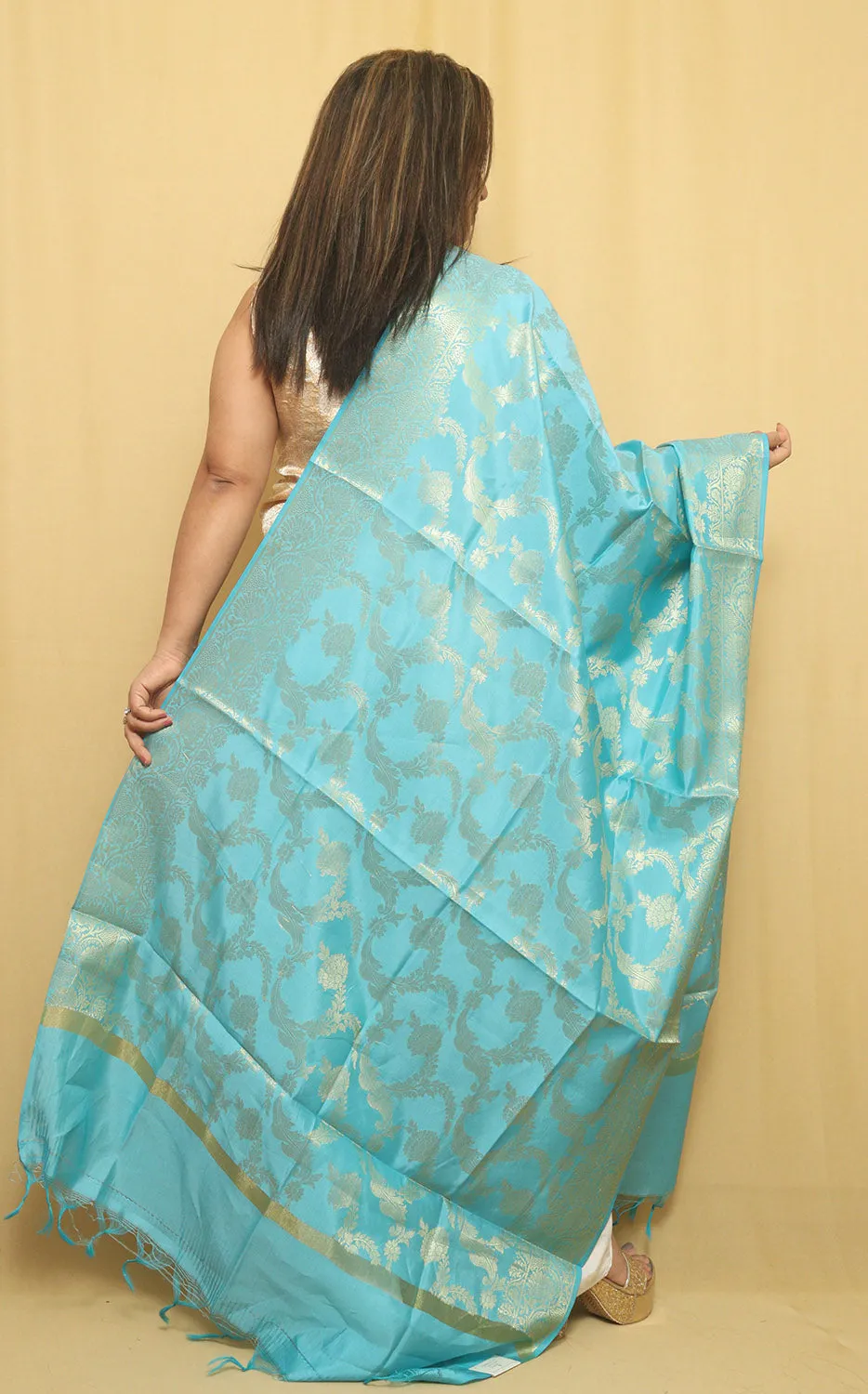 Stunning Blue Banarasi Silk Dupatta - Perfect for Any Occasion
