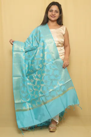 Stunning Blue Banarasi Silk Dupatta - Perfect for Any Occasion