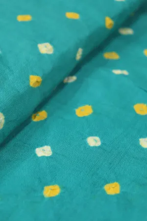 Stunning Blue Bandhani Cotton Silk Fabric - 1.4 Mtr Length